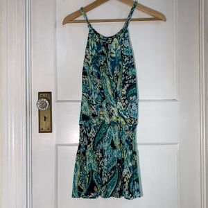 Grass Collection Floral Print Wrap Sleeveless Dress